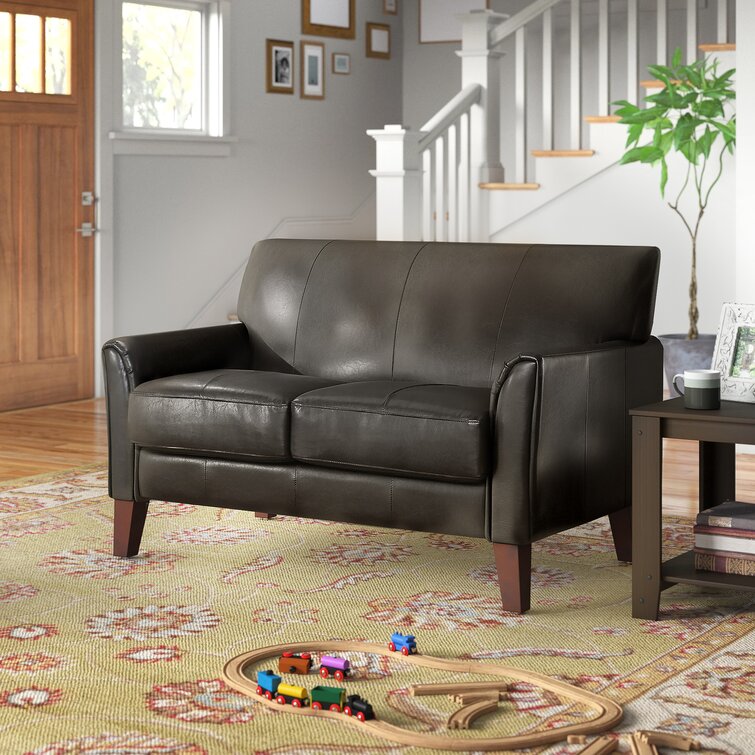 Small leather store loveseat